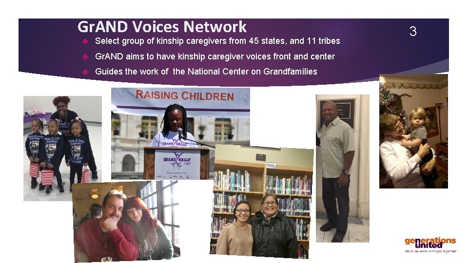 Gr. AND Voices Network Select group of kinship caregivers from 45 states, and 11
