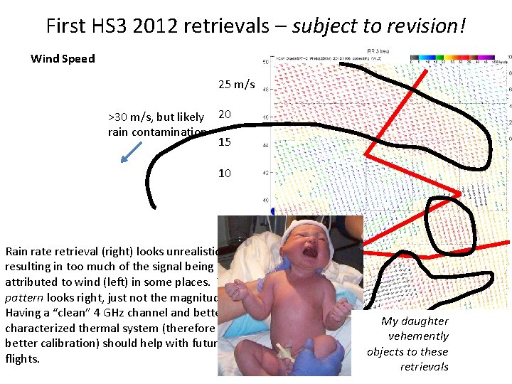 First HS 3 2012 retrievals – subject to revision! Rain Rate Wind Speed 25