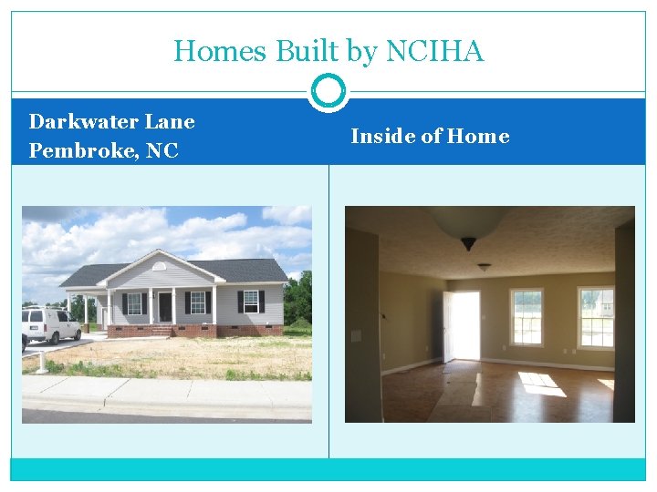 Homes Built by NCIHA Darkwater Lane Pembroke, NC Inside of Home 