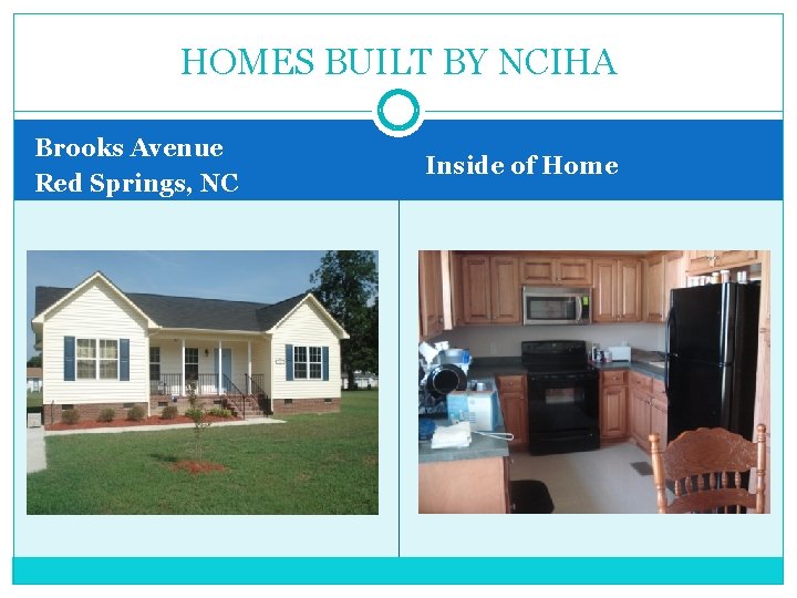 HOMES BUILT BY NCIHA Brooks Avenue Red Springs, NC Inside of Home 