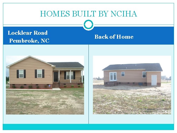 HOMES BUILT BY NCIHA Locklear Road Pembroke, NC Back of Home 
