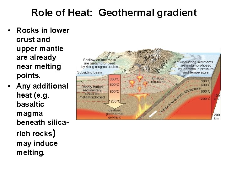 Role of Heat: Geothermal gradient • Rocks in lower crust and upper mantle are