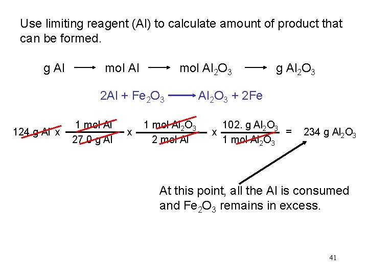 Use limiting reagent (Al) to calculate amount of product that can be formed. g