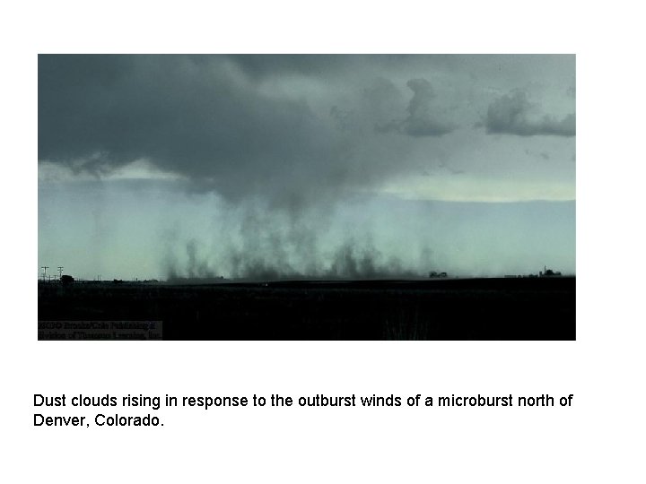 Dust clouds rising in response to the outburst winds of a microburst north of