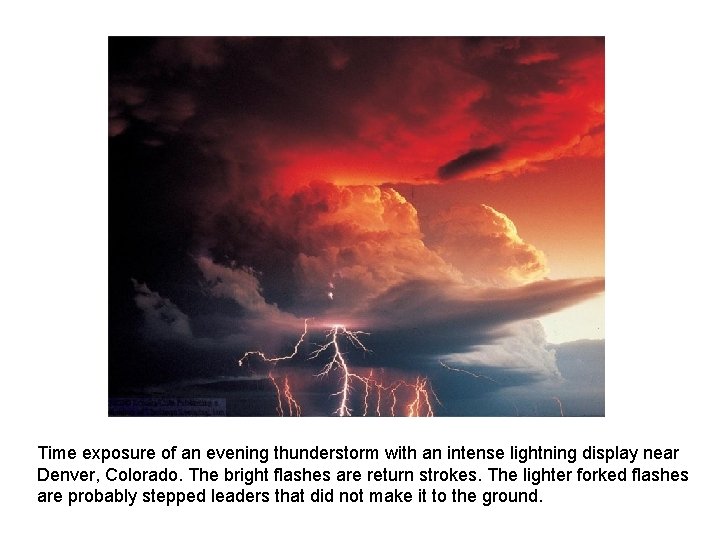 Time exposure of an evening thunderstorm with an intense lightning display near Denver, Colorado.