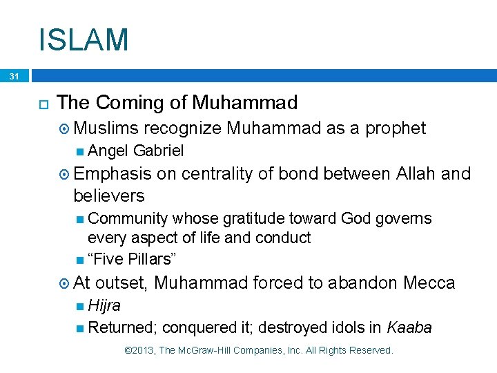 ISLAM 31 The Coming of Muhammad Muslims Angel recognize Muhammad as a prophet Gabriel ISLAM 31 The Coming of Muhammad Muslims Angel recognize Muhammad as a prophet Gabriel