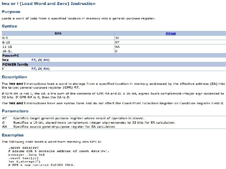 Decode-Dispatch Interpreter (2) v Instruction Function: Power. PC Load (LWZ) Load. Word. And. Zero