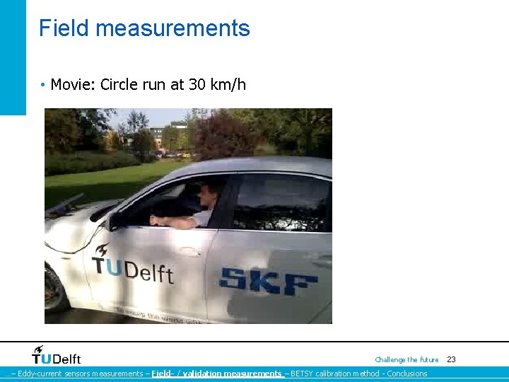 Field measurements • Movie: Circle run at 30 km/h Challenge the future …– Eddy-current Field measurements • Movie: Circle run at 30 km/h Challenge the future …– Eddy-current