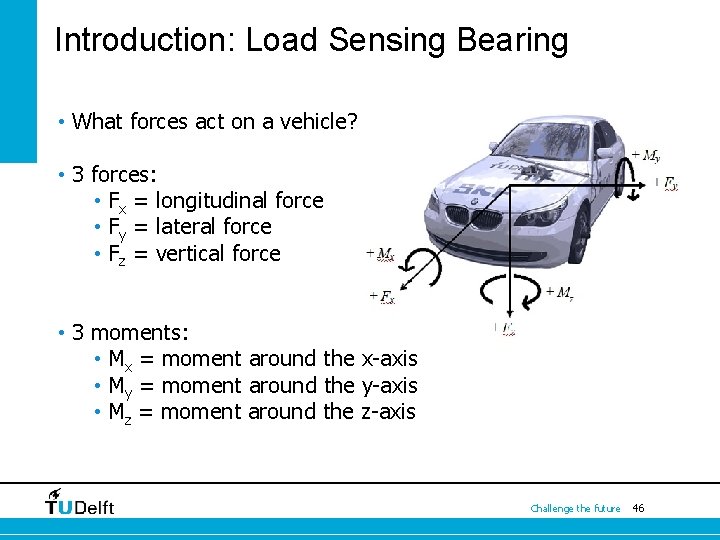 Introduction: Load Sensing Bearing • What forces act on a vehicle? • 3 forces: Introduction: Load Sensing Bearing • What forces act on a vehicle? • 3 forces: