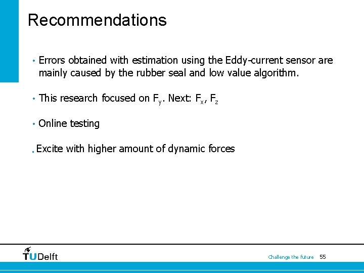 Recommendations • Errors obtained with estimation using the Eddy-current sensor are mainly caused by Recommendations • Errors obtained with estimation using the Eddy-current sensor are mainly caused by