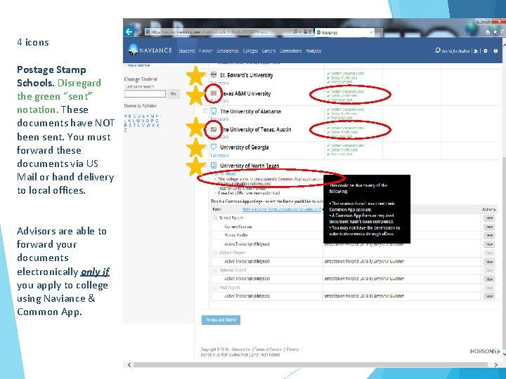 4 icons Postage Stamp Schools. Disregard the green “sent” notation. These documents have NOT
