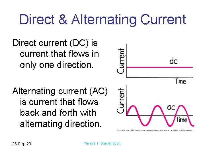 Direct & Alternating Current Direct current (DC) is current that flows in only one