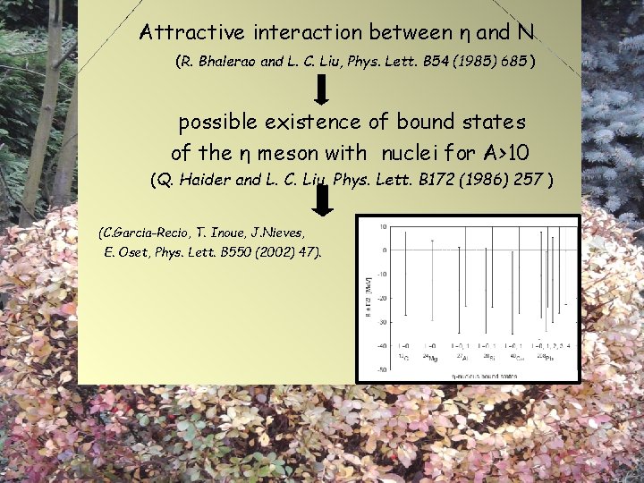 Attractive interaction between η and N (R. Bhalerao and L. C. Liu, Phys. Lett.