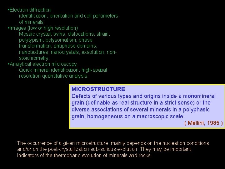  • Electron diffraction identification, orientation and cell parameters of minerals • Images (low