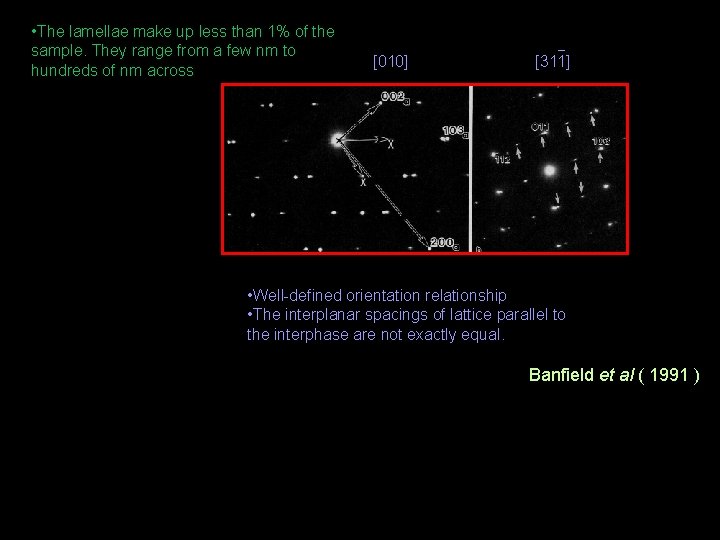  • The lamellae make up less than 1% of the sample. They range