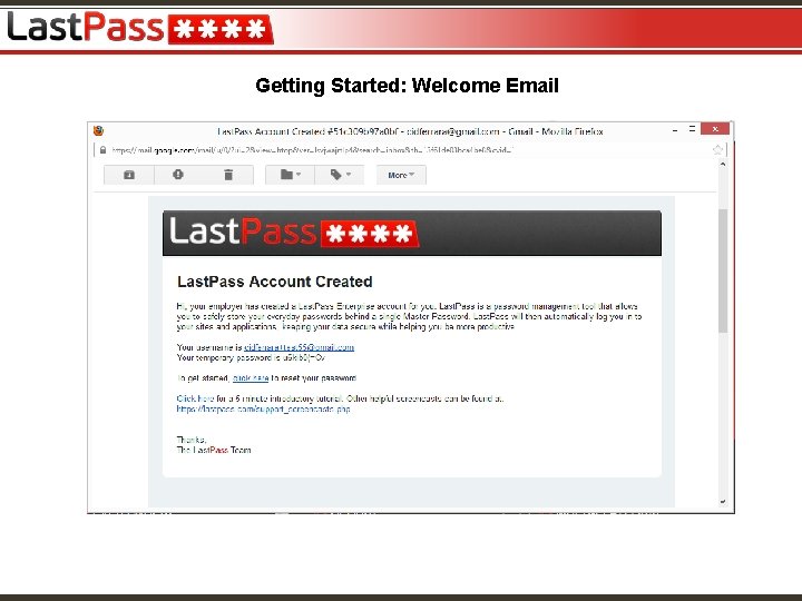 Getting Started: Welcome Email 