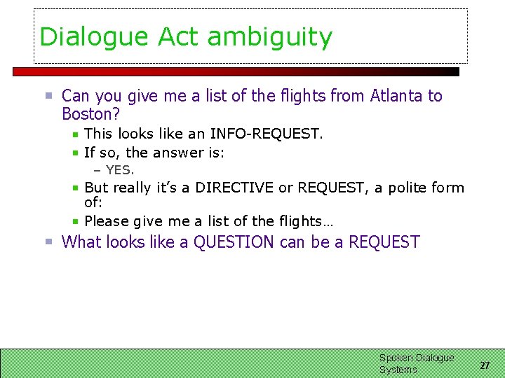 Dialogue Act ambiguity Can you give me a list of the flights from Atlanta Dialogue Act ambiguity Can you give me a list of the flights from Atlanta