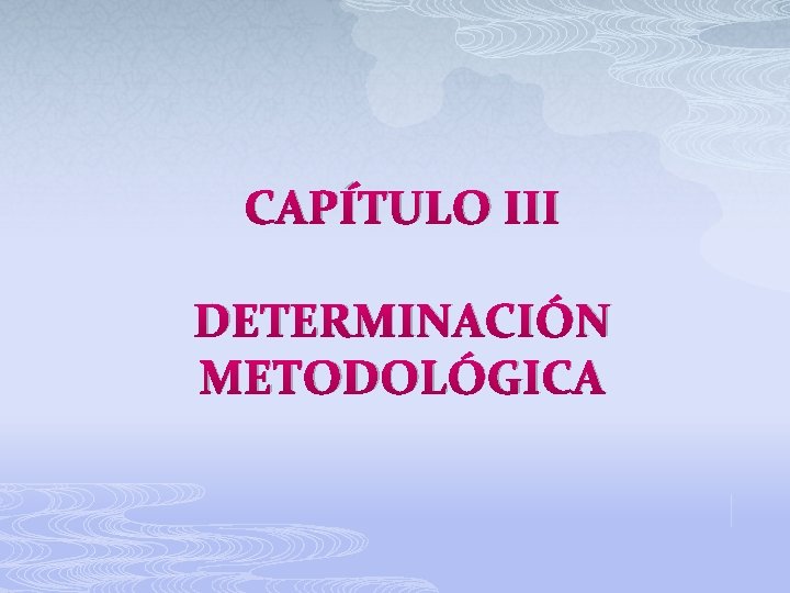 CAPÍTULO III DETERMINACIÓN METODOLÓGICA 