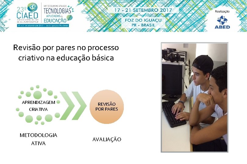 Revisão por pares no processo criativo na educação básica APRENDIZAGEM CRIATIVA METODOLOGIA ATIVA REVISÃO