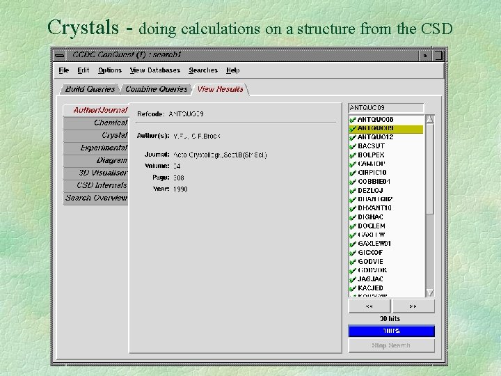 Crystals - doing calculations on a structure from the CSD 