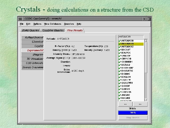 Crystals - doing calculations on a structure from the CSD 