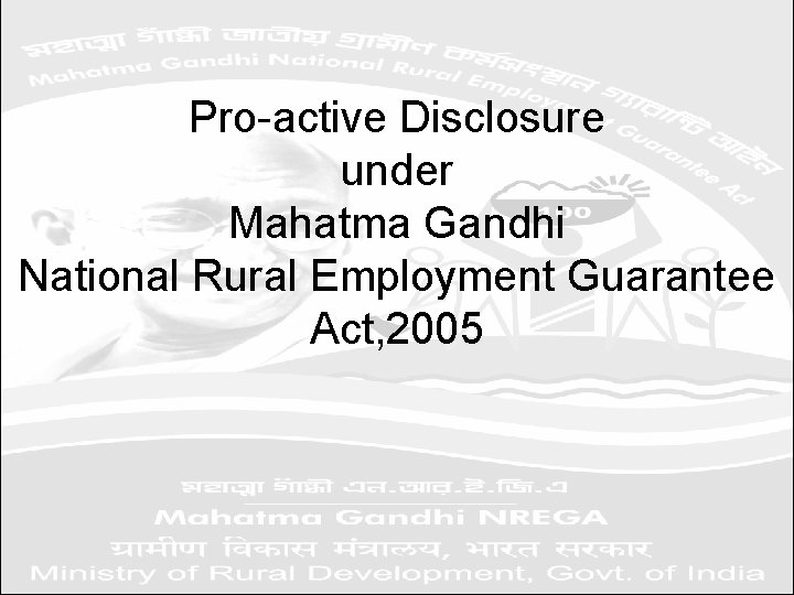 Pro-active Disclosure under Mahatma Gandhi National Rural Employment Guarantee Act, 2005 