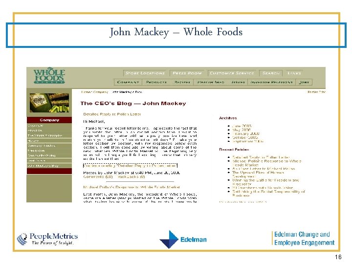 John Mackey – Whole Foods 16 