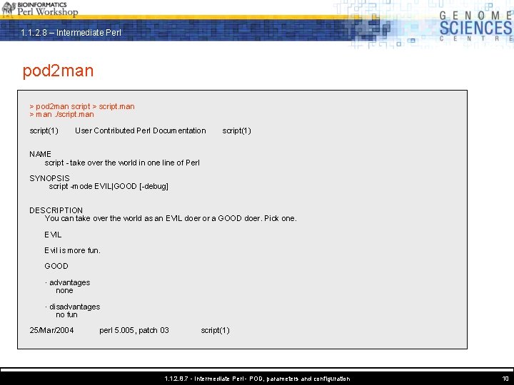 1. 1. 2. 8 – Intermediate Perl pod 2 man > pod 2 man