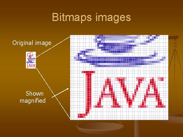 Bitmaps images Original image Shown magnified 