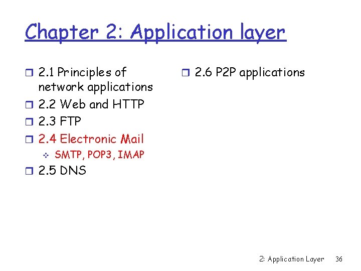 Chapter 2: Application layer r 2. 1 Principles of network applications r 2. 2