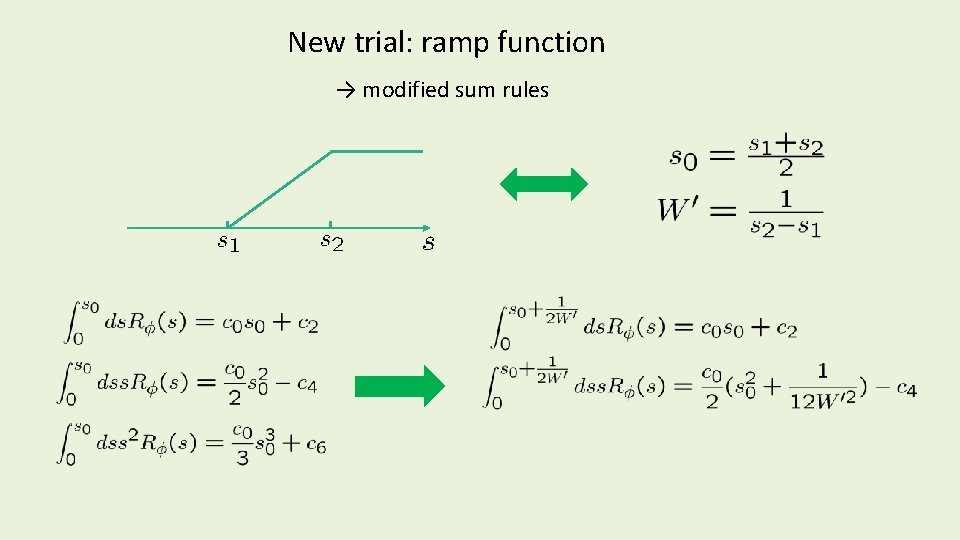 New trial: ramp function → modified sum rules New trial: ramp function → modified sum rules