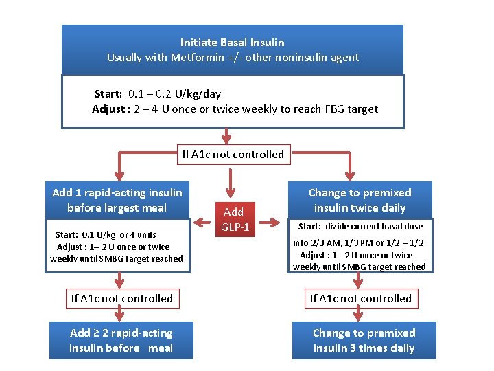 Initiate Basal Insulin Usually with Metformin +/- other noninsulin agent Start: 0. 1 – Initiate Basal Insulin Usually with Metformin +/- other noninsulin agent Start: 0. 1 –