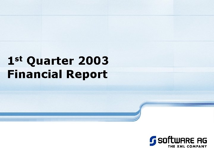 1 st Quarter 2003 Financial Report 