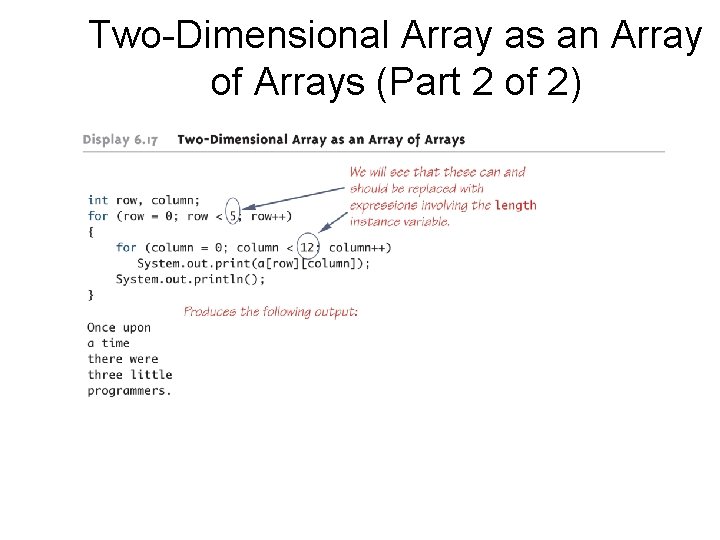 Two-Dimensional Array as an Array of Arrays (Part 2 of 2) 