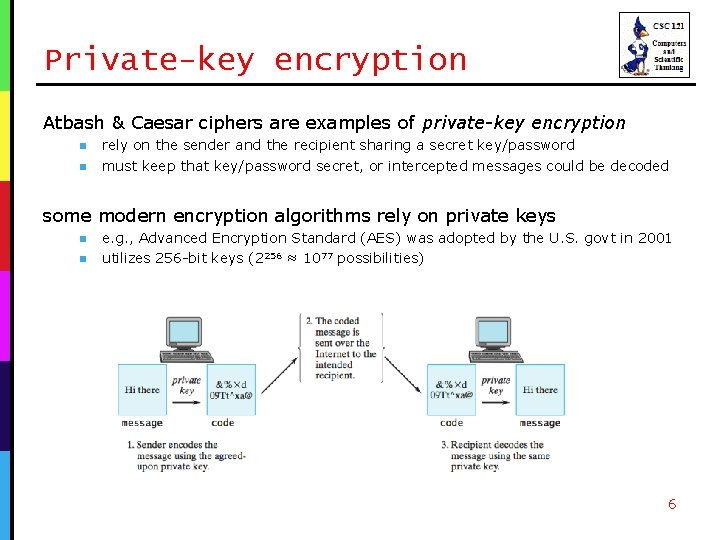 Private-key encryption Atbash & Caesar ciphers are examples of private-key encryption n n rely