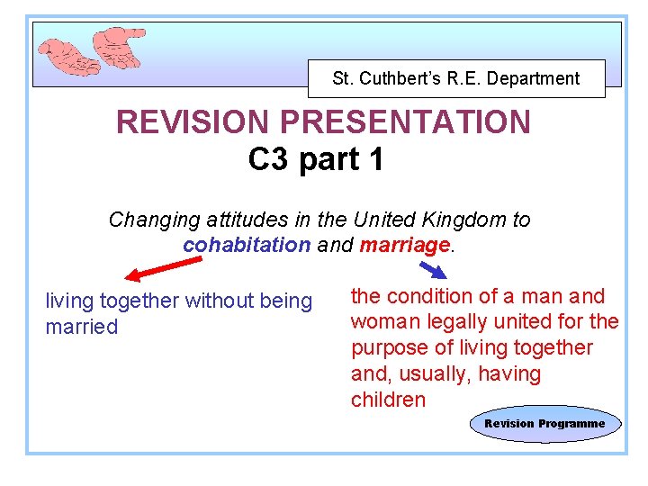 St. Cuthbert’s R. E. Department REVISION PRESENTATION C 3 part 1 Changing attitudes in