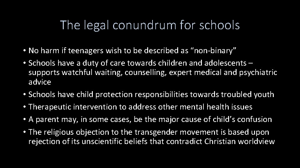 The legal conundrum for schools • No harm if teenagers wish to be described