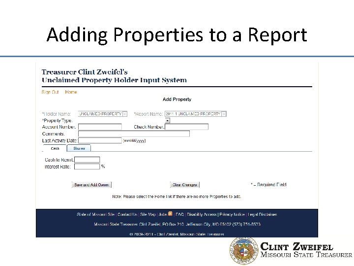 Adding Properties to a Report 