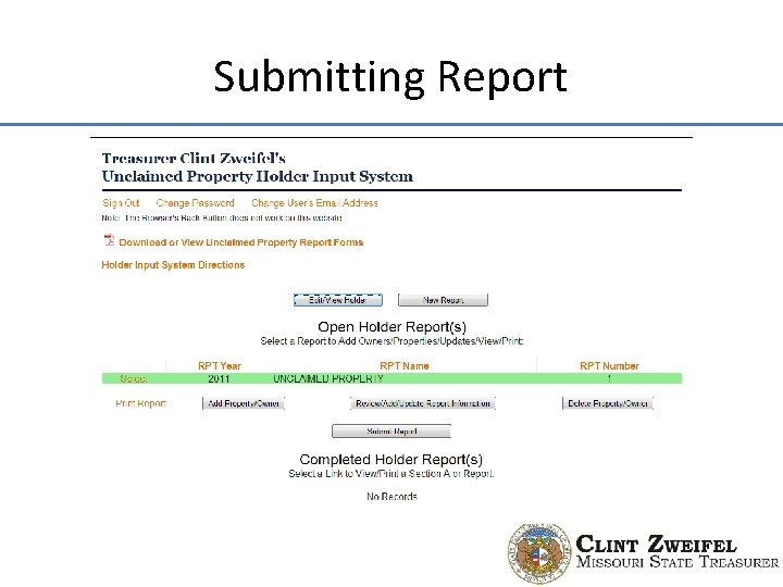 Submitting Report 