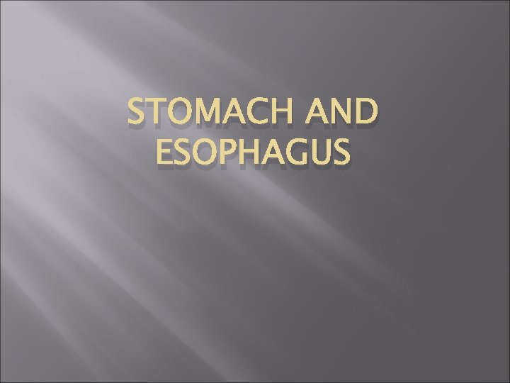 STOMACH AND ESOPHAGUS 