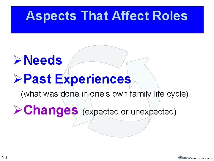 Aspects That Affect Roles ØNeeds ØPast Experiences (what was done in one’s own family Aspects That Affect Roles ØNeeds ØPast Experiences (what was done in one’s own family