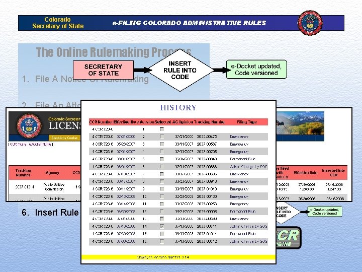Colorado Secretary of State e-FILING COLORADO ADMINISTRATIVE RULES The Online Rulemaking Process 1. File