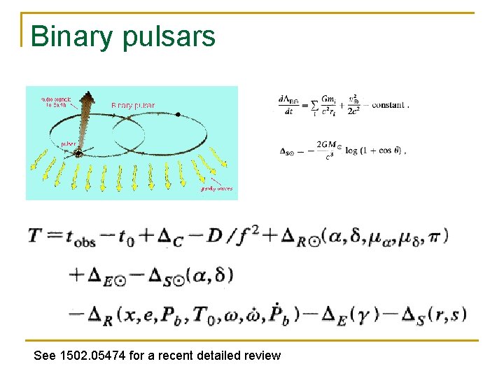 Binary pulsars See 1502. 05474 for a recent detailed review Binary pulsars See 1502. 05474 for a recent detailed review
