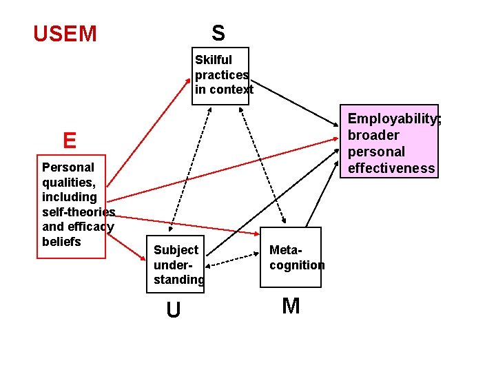 S USEM Skilful practices in context Employability; broader personal effectiveness E Personal qualities, including