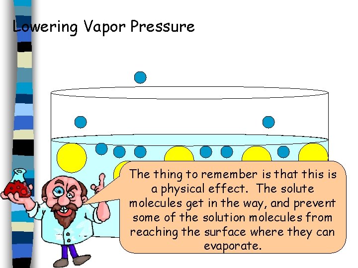 Lowering Vapor Pressure The thing to remember is that this is a physical effect.