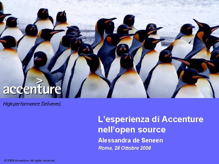 L’esperienza di Accenture nell’open source Alessandra de Seneen Roma, 28 Ottobre 2008 © 2008