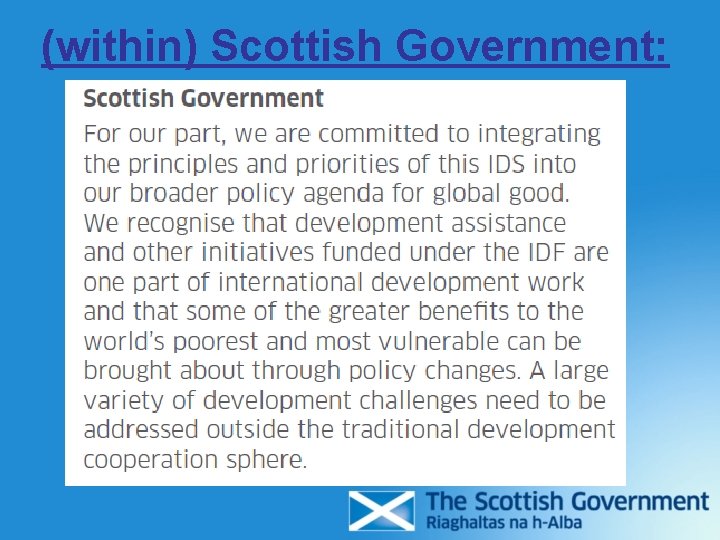 (within) Scottish Government: (within) Scottish Government: