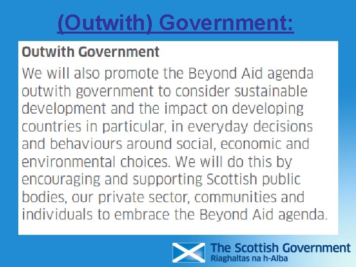 (Outwith) Government: (Outwith) Government: