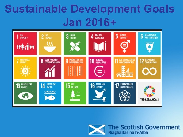 Sustainable Development Goals Jan 2016+ Sustainable Development Goals Jan 2016+