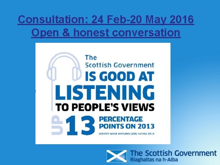 Consultation: 24 Feb-20 May 2016 Open & honest conversation Consultation: 24 Feb-20 May 2016 Open & honest conversation